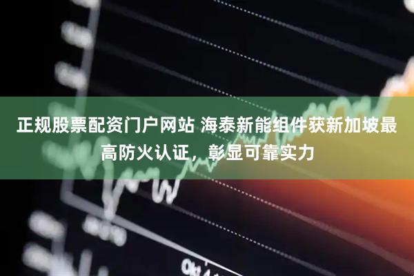 正规股票配资门户网站 海泰新能组件获新加坡最高防火认证，彰显可靠实力